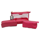 Nine West -3-PC NESTED PU, PVC TOP ZIP COSMETIC BAG SET